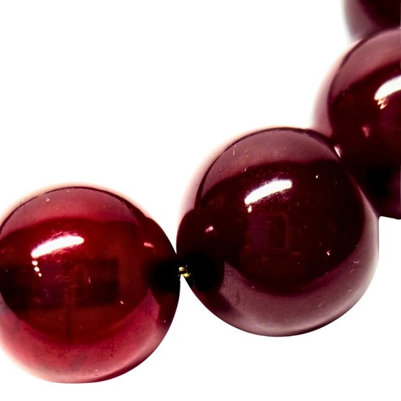 Vintage Cherry Bakelite Graduate Bead Necklace 1/20-12K Chain 15" - Picture 3 of 9